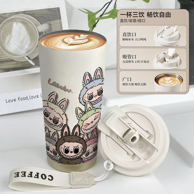 Labubu Double-Drink Thermos Cup Coffee Mug with 304 Stainless Steel ...