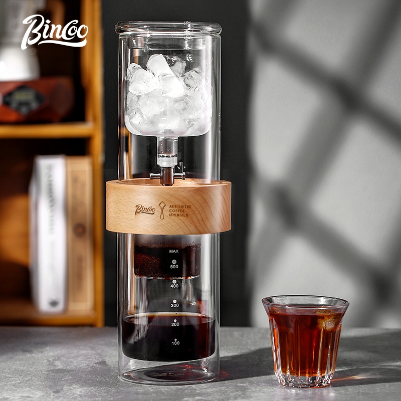 Bincoo Ice Drop Cold Extraction Coffee Pot Double Layer Glass Wooden ...