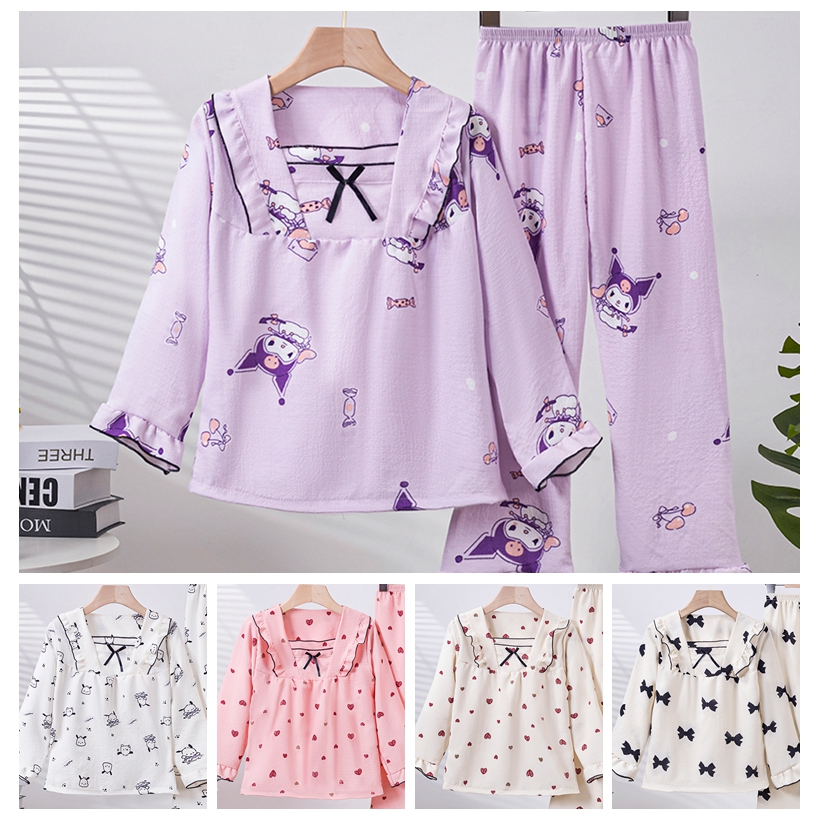 Girls' Long Sleeve Square Collar Pachacco Kuromi Cartoon Loungewear ...