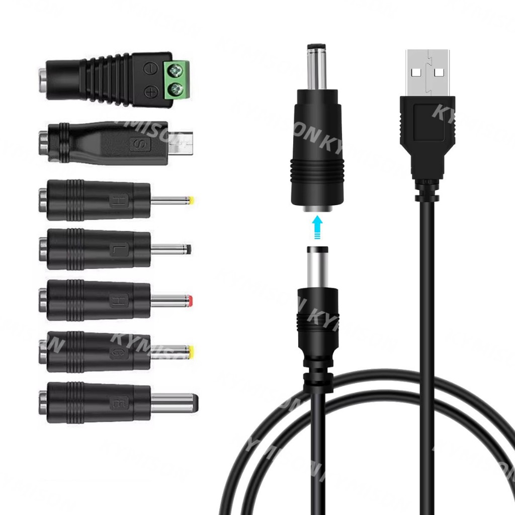 10PCS DC Power Adapter Connector Kit - 5.5x2.1mm To Multiple Sizes Conversion Set