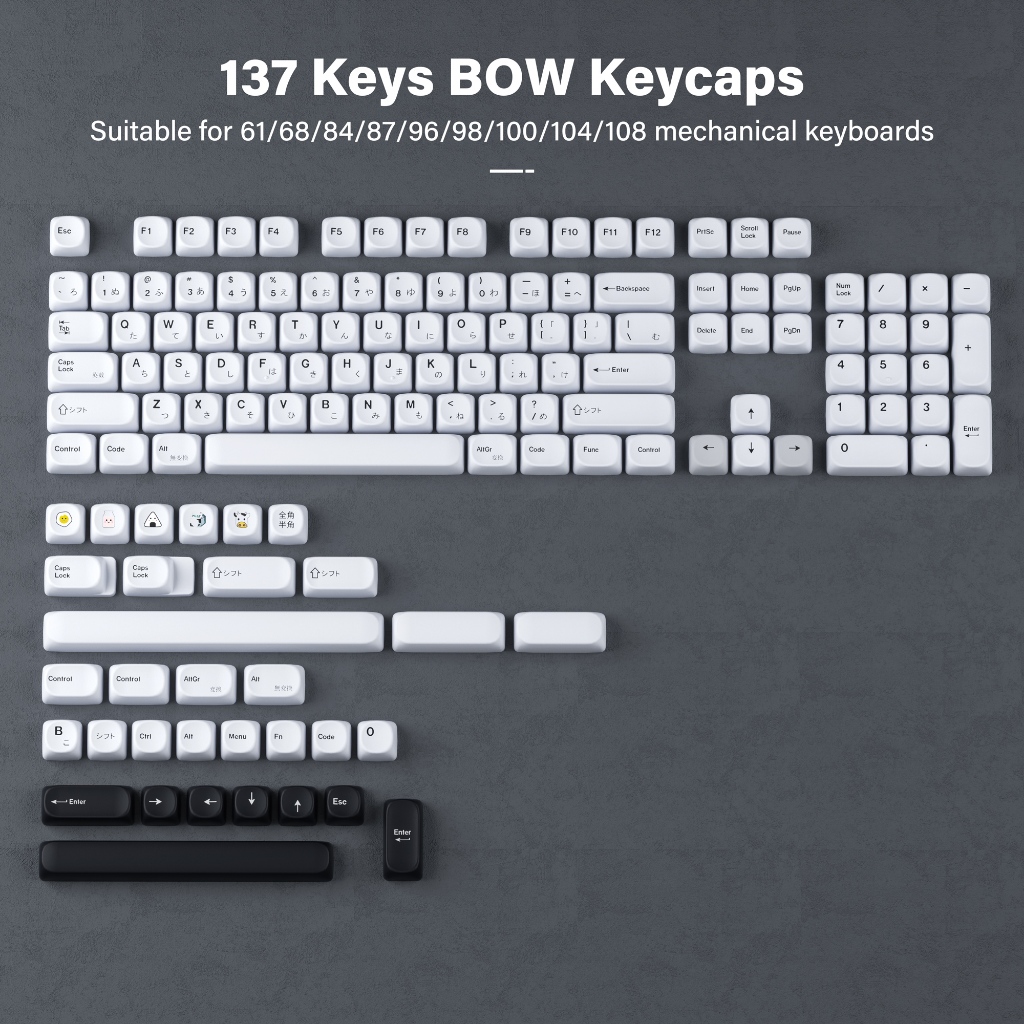 XVX Minimalist Style BOW 137-Key MOA Profile Dye-Sub PBT Keycap Set ...