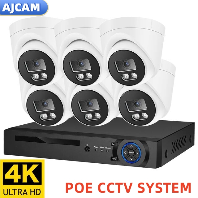4K Security Camera Face Detect Audio CCTV System NVR POE 5MP AI IP ...