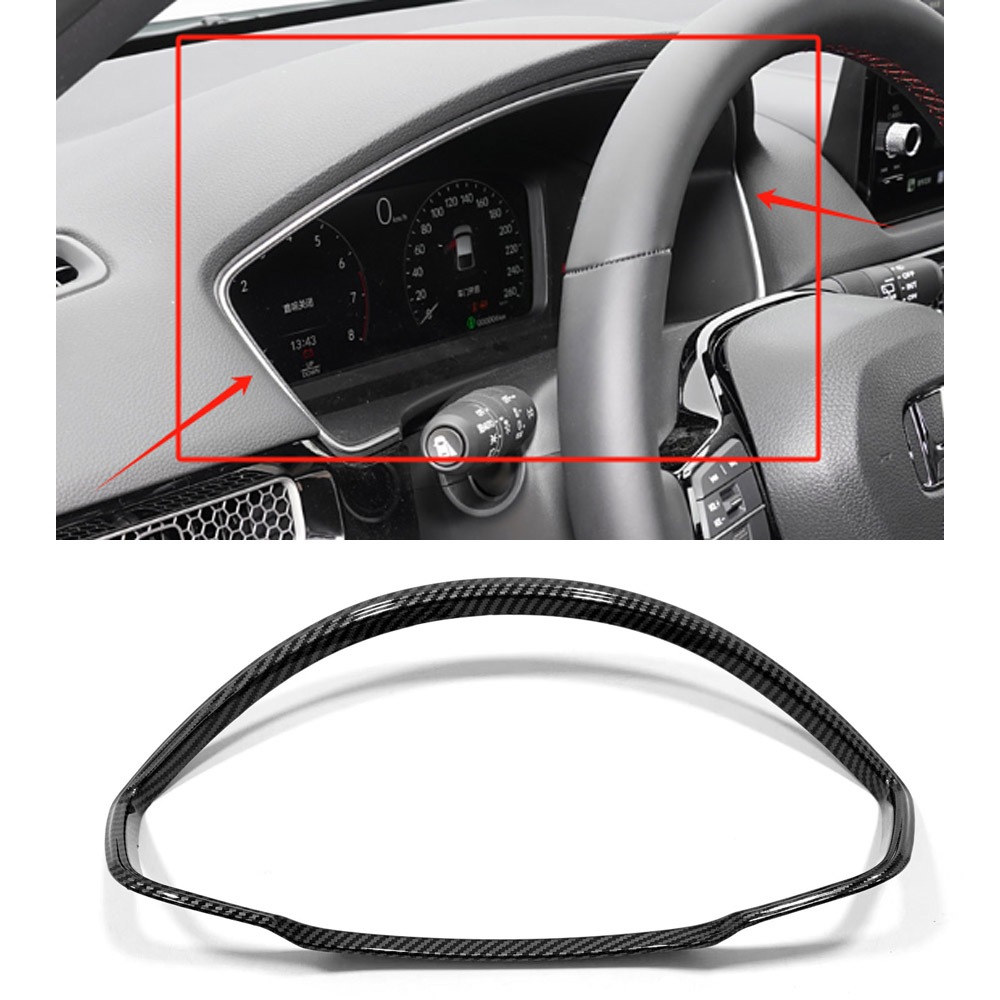 Red Carbon Fiber Style Warning Light Switch Trim For 2022-2024 Honda Civic