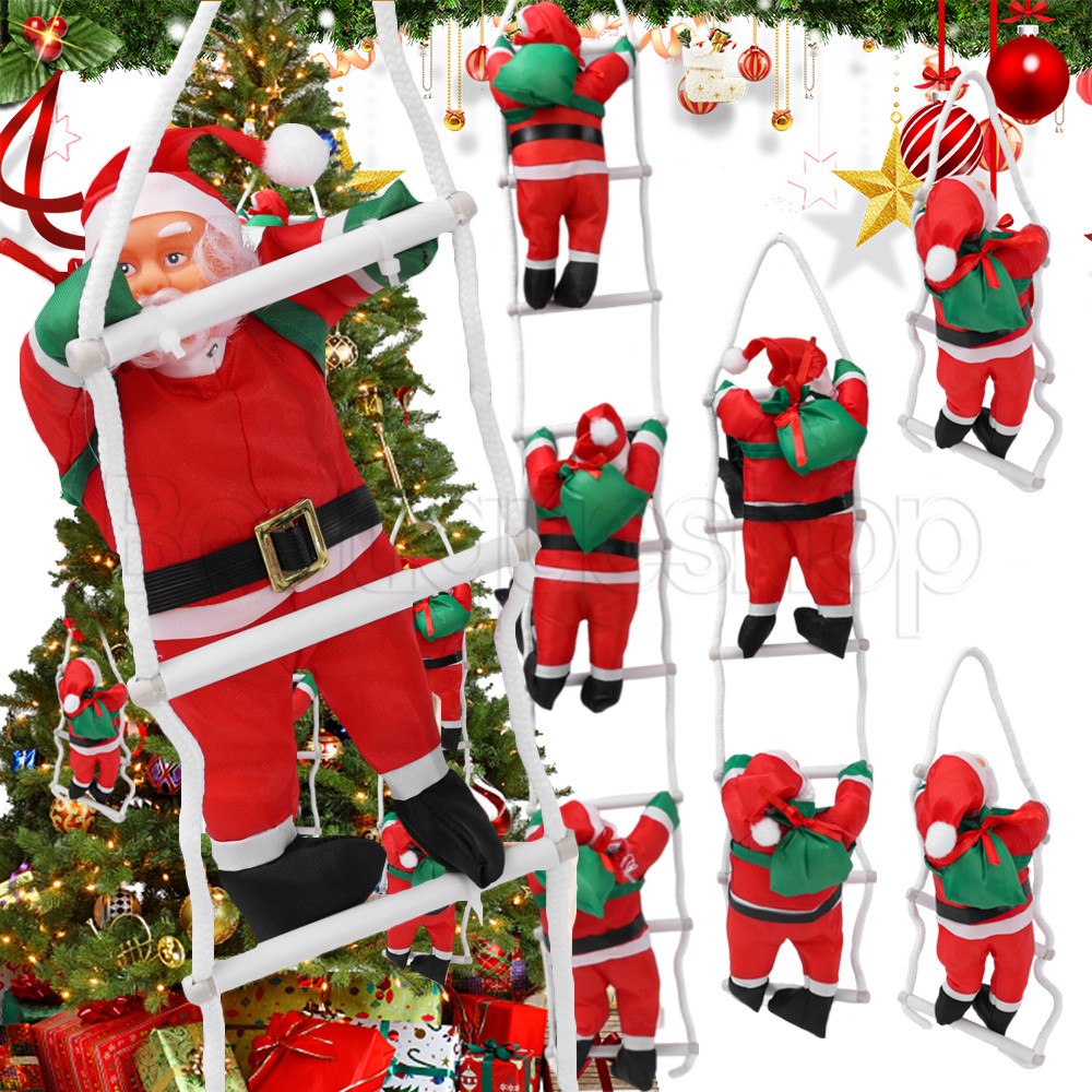 Christmas Santa Claus Climbing Ladder Decorative Doll - Windows Door ...