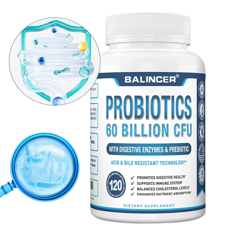 Advanced Daily Probiotic 60 Billion CFU for Digestive Balance Support – Multi-Strain Formula with Prebiotics, 180 Capsules