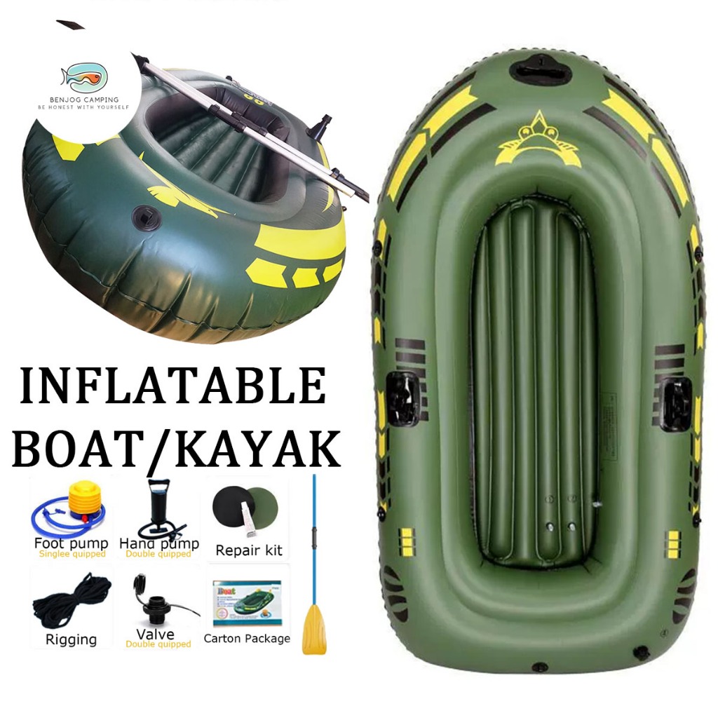 Inflatable Kayak Fishing Ship Rowing Boat 2 Person Portable PVC Boat ...
