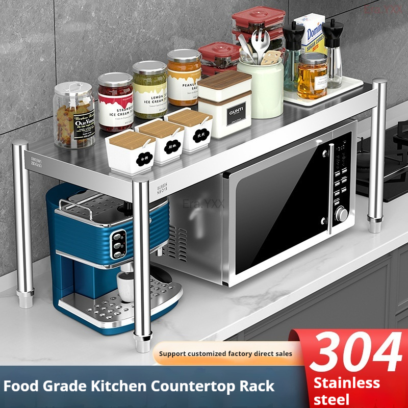 304 Stainless Steel Kitchen Shelf Single-Layer Countertop Stove Storage ...