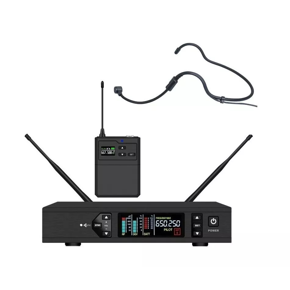 UHF Headset Wireless Rack-mount Vocal System True Diversity Long Range ...