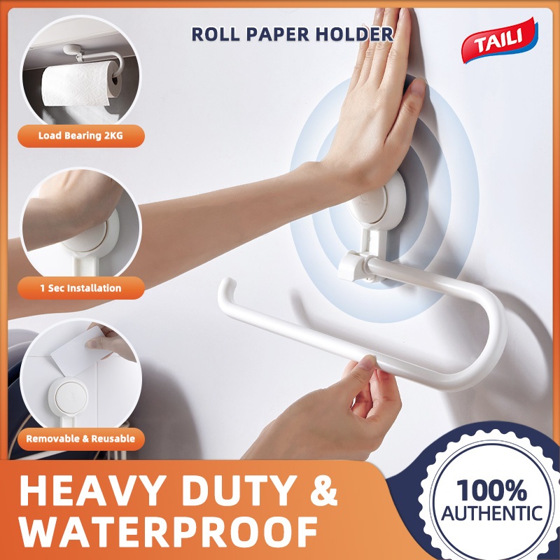 TAILI suction cup kitchen paper towel holder No Drill reusable Toilet ...