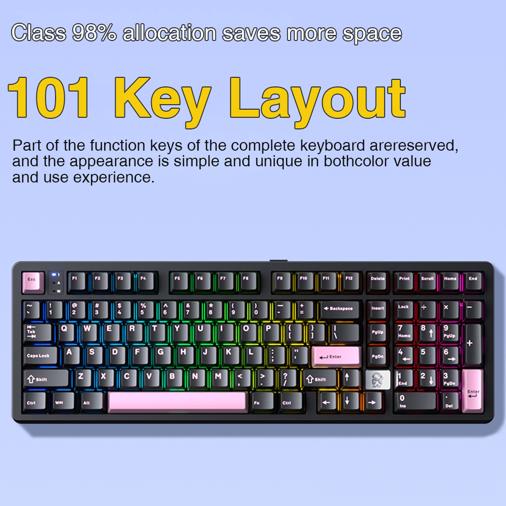 AULA LEOBOG Hi98Pro Tri-mode Custom Keyboard 101 Keys RGB Hot Swappable ...