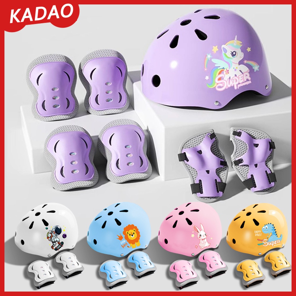 KADAO Age 3-12 Kids Safety Helmet Knee Elbow Pad Sets For Cycling Skate ...