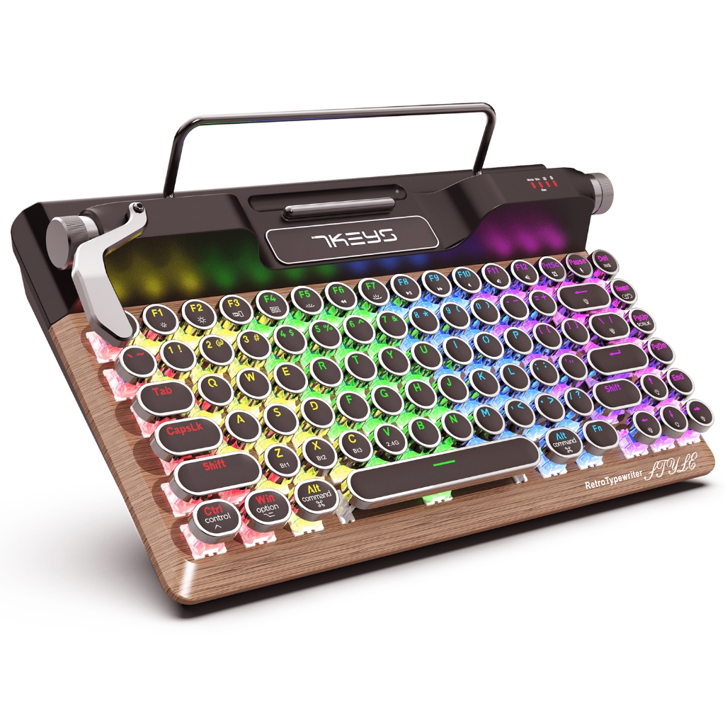 Retro Bluetooth Mechanical keyboard Typing model keyboard Round keycap ...