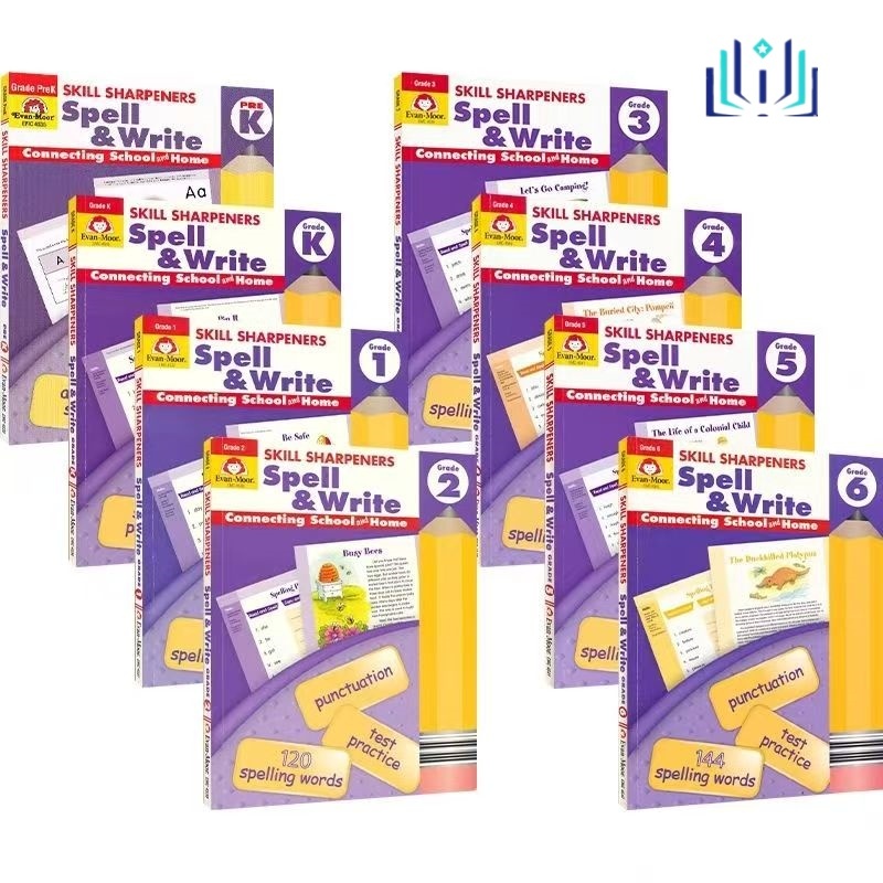 English “Evan Moor Skill Sharpeners Spell & Write Grade Pre K/ K/1/2/3 ...