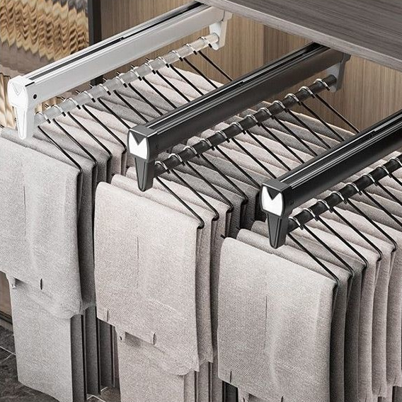Built-in Wardrobe Pants Rack Top-mounted Pull-out Stretchable Pants ...