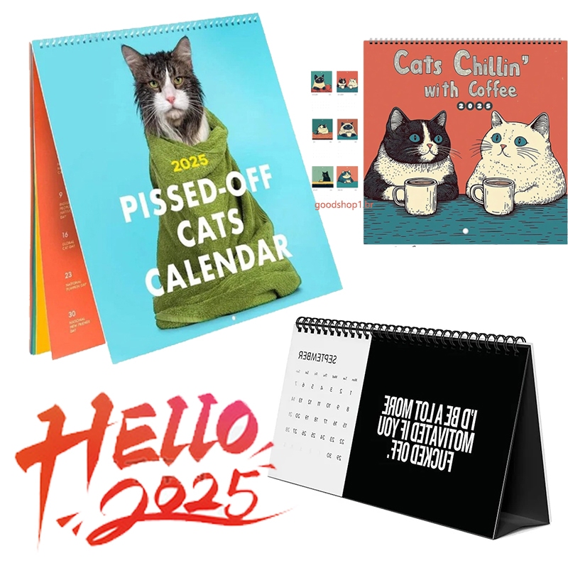 Angry Cats 2025 English Calendar Pissed Off Cats Calendar 2025 Desk