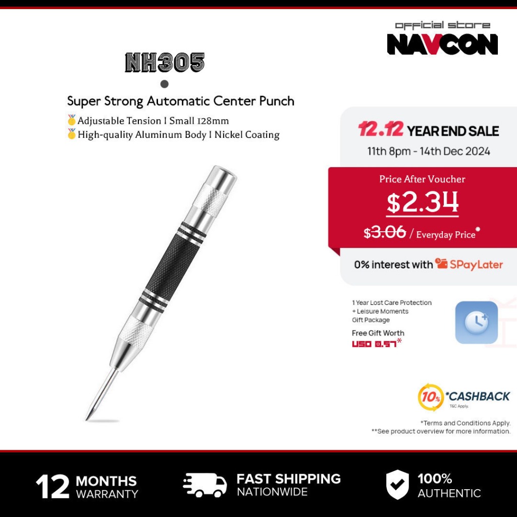 Navcon Super Strong Automatic Center Punch, 5/6 inch Heavy Duty Steel ...