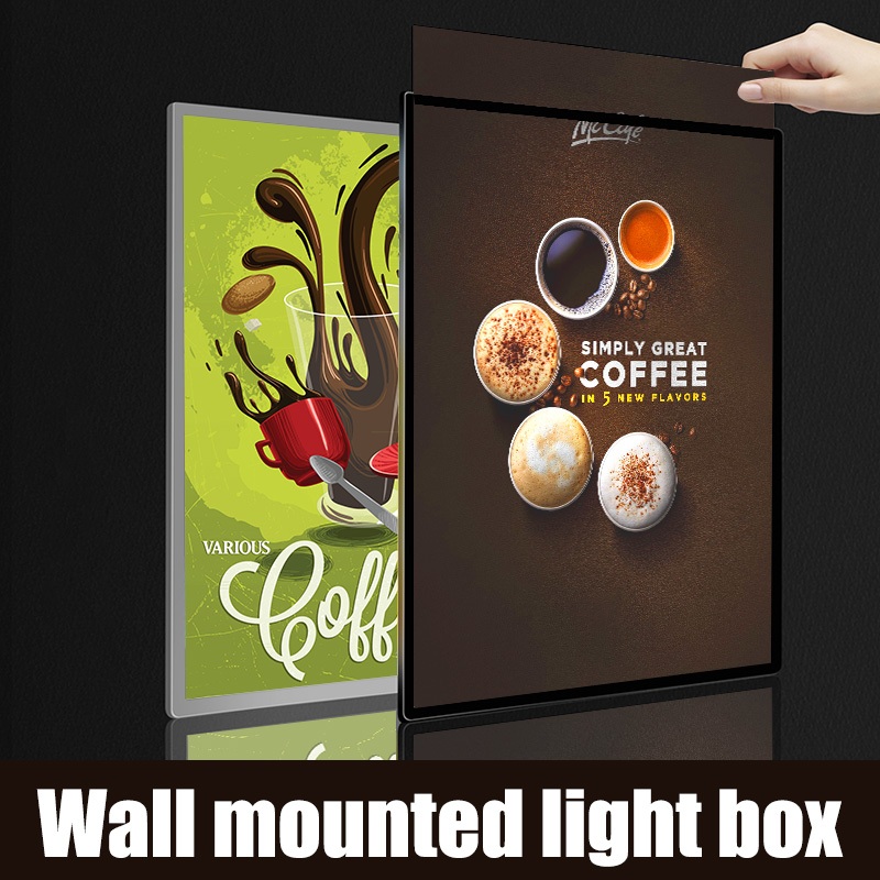 Wall mounted slim light box Silver/Black A2/50*70/60*90 For advertising ...