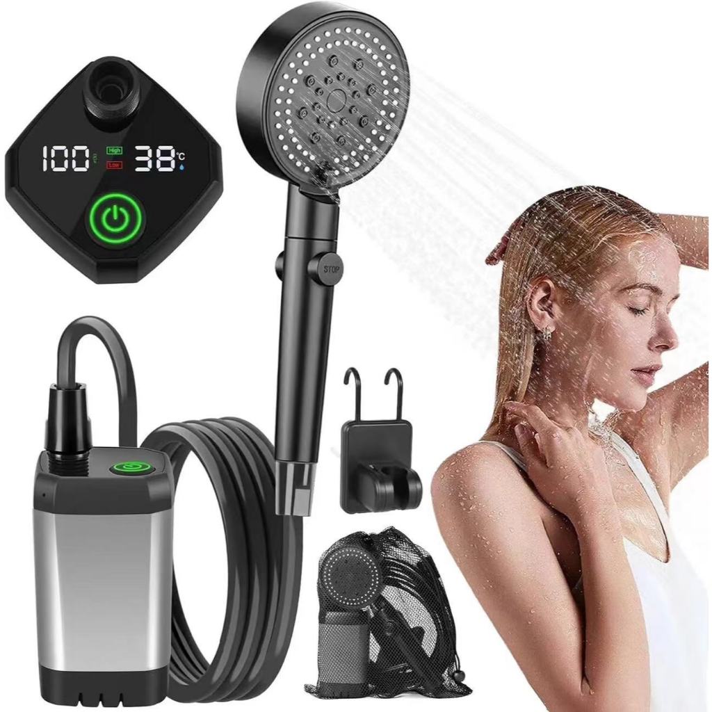 Camping Shower Pump RV Outdoor Shower Kit Camp Shower w/Full Screen ...