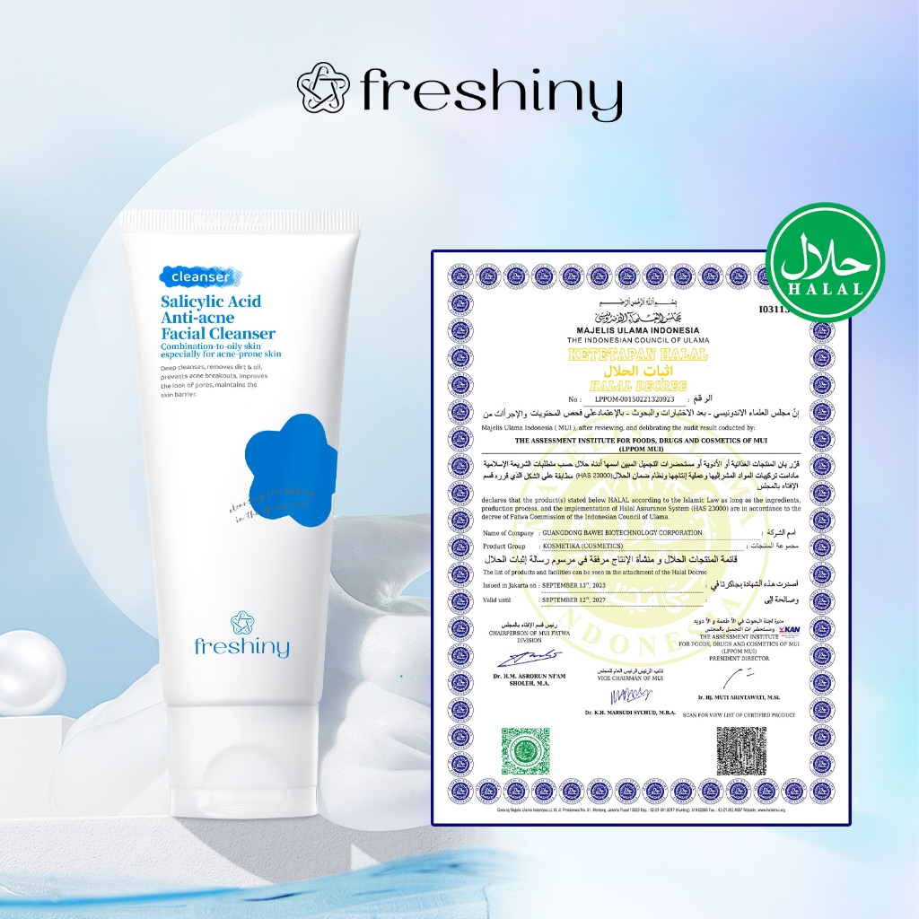 Freshiny Salicylic Acid Facial Cleanser Acne Removal Brightens Skin ...