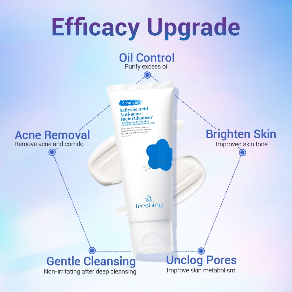 Freshiny Salicylic Acid Facial Cleanser Acne Removal Brightens Skin ...