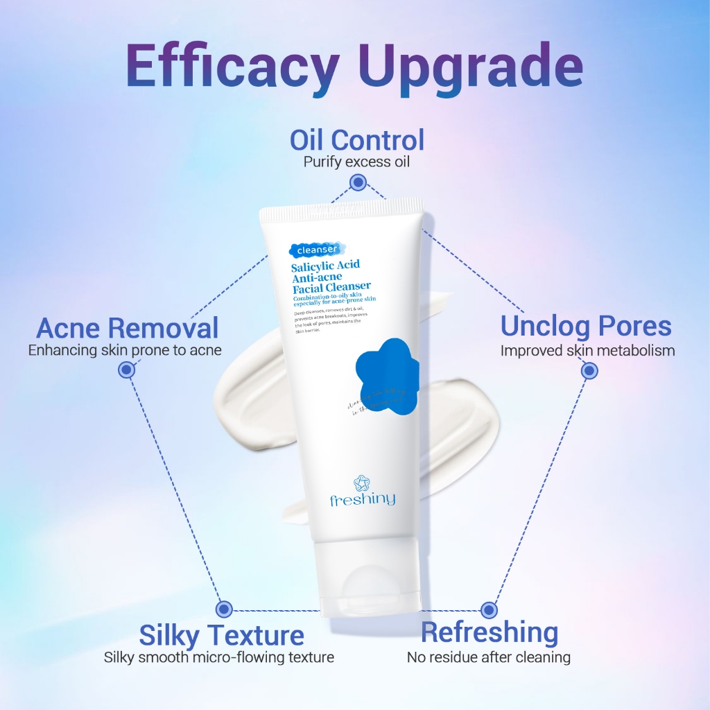 Freshiny Salicylic Acid Facial Cleanser Acne Removal Brightens Skin ...