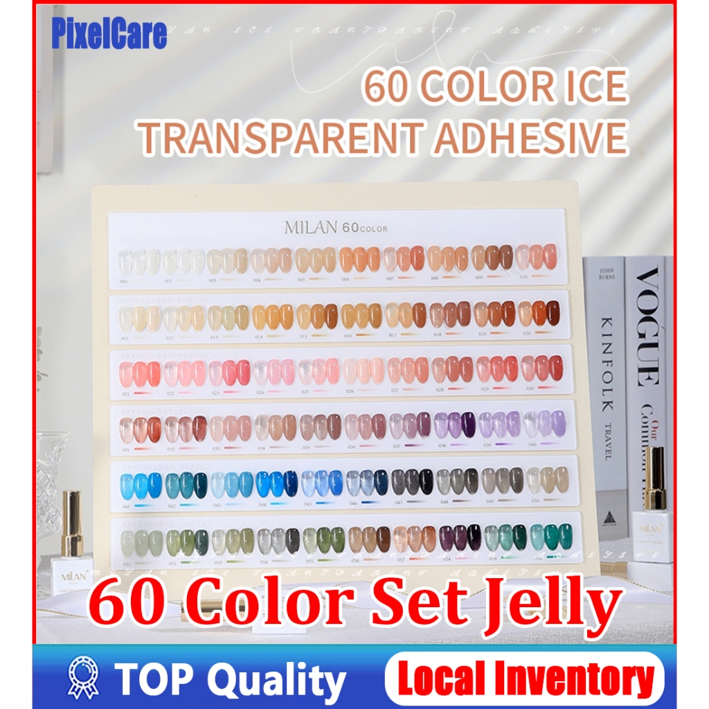 Milan 60 Colors Jelly Translucent Nail Polish Set 15ml Nail Kit for ...