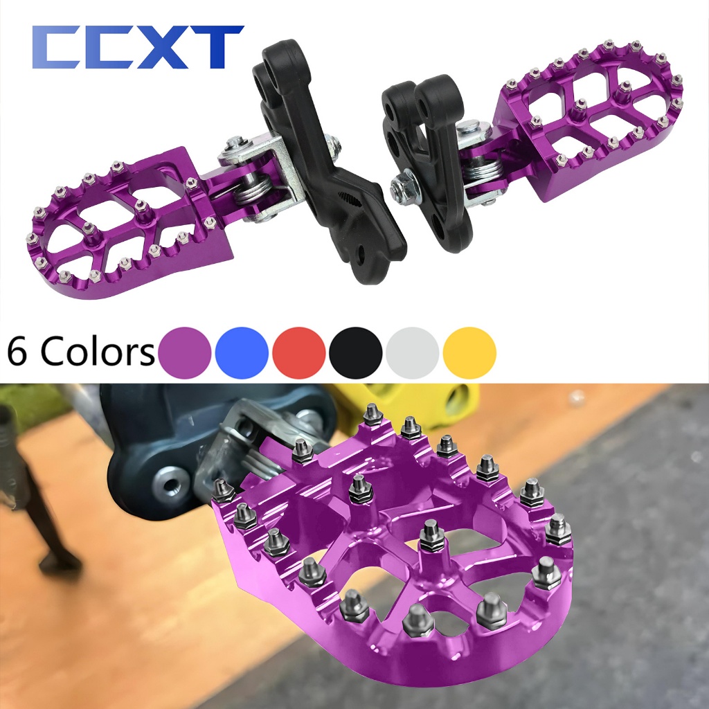 Dirt Bike Foot Pegs - CNC Aluminum, Electroplated Blue, For CRF250R CRF450R KX250F KX450F Models - View #5