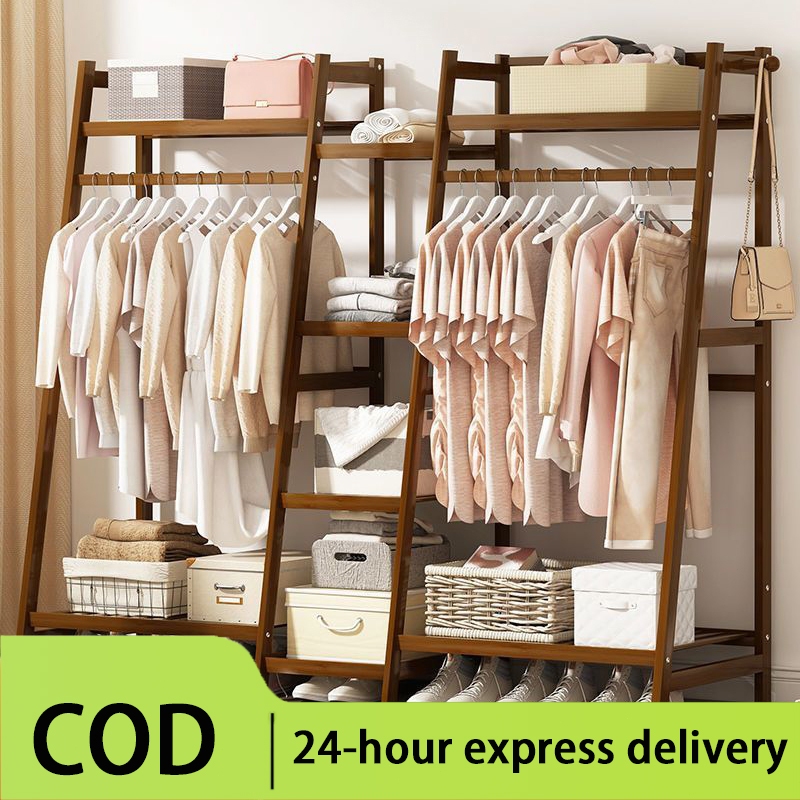 Bamboo Clothes Rack Organizer Hanging Rack Combination Coat Rack Stand ...