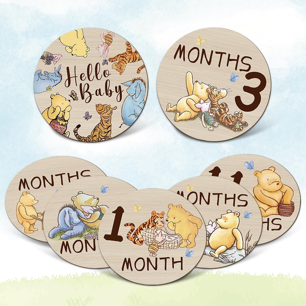 Winnie Baby Monthly Milestone Circles - The Pooh Bear Baby Stuff Wooden ...