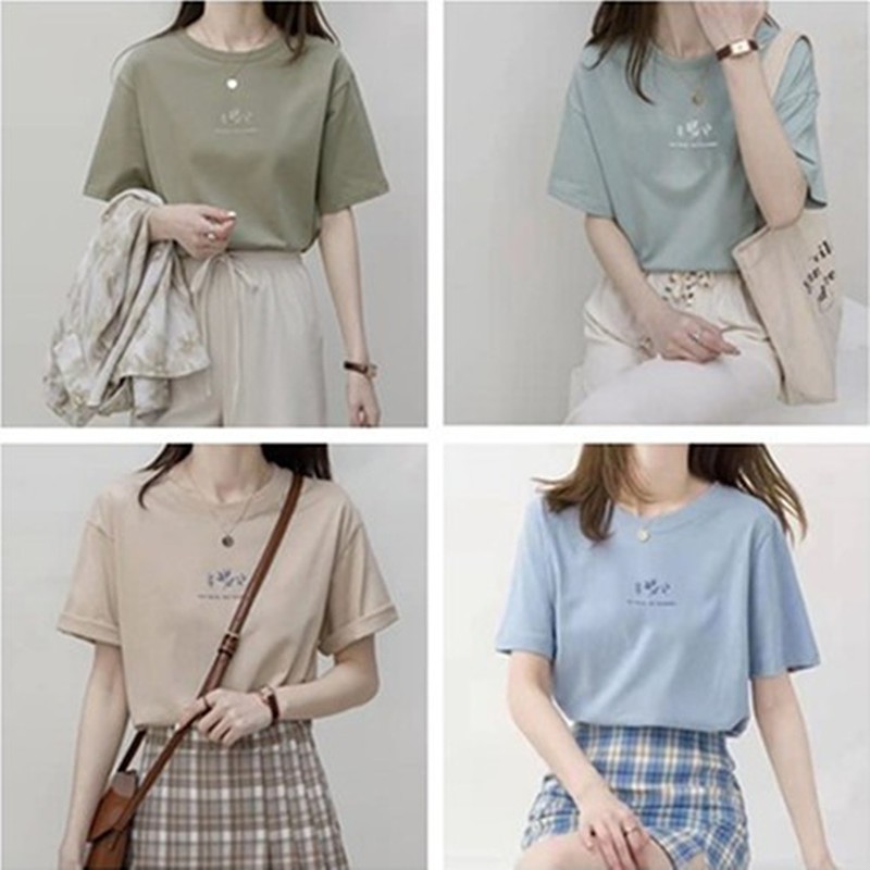 WJZ】Women's Korean style fashion print loose round neck
