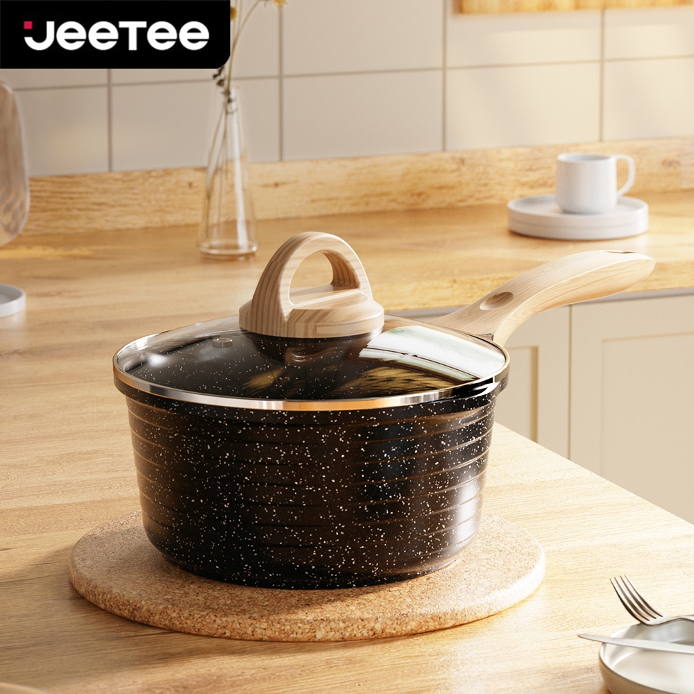JEETEE Granite Non Stick Saucepan 18/20cm Die Cast Milk Pot with Lid ...
