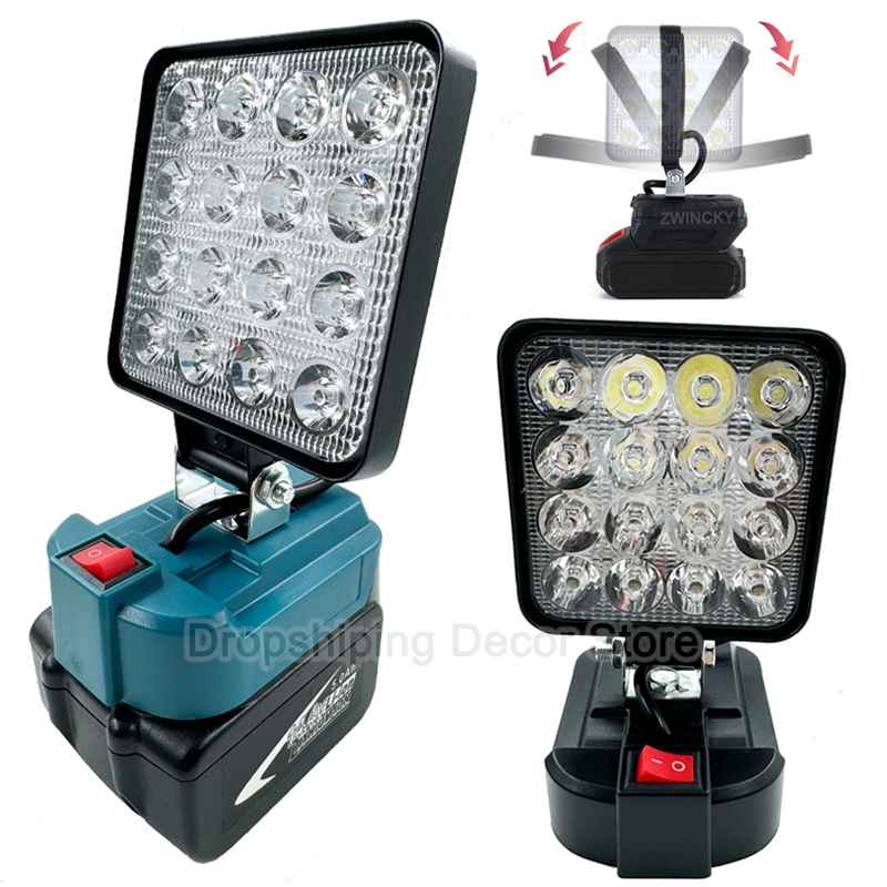 Portable Cordless LED Work Light For Makita 18V Batteries - 5400LM, USB-C/QC3.0 Charging, 140° Adjustable Head