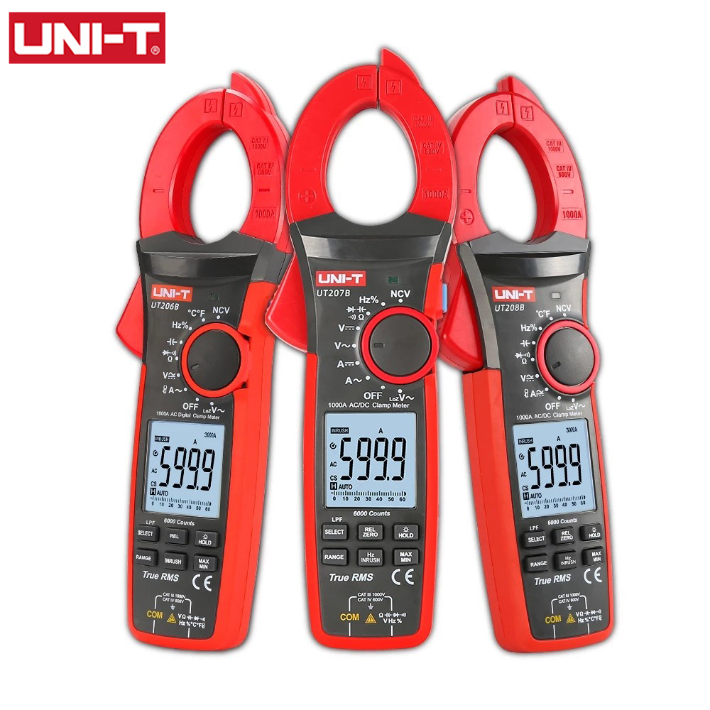 UNI-T UT206B UT207B UT208B True RMS Digital Clamp Meter VFC Electrical ...