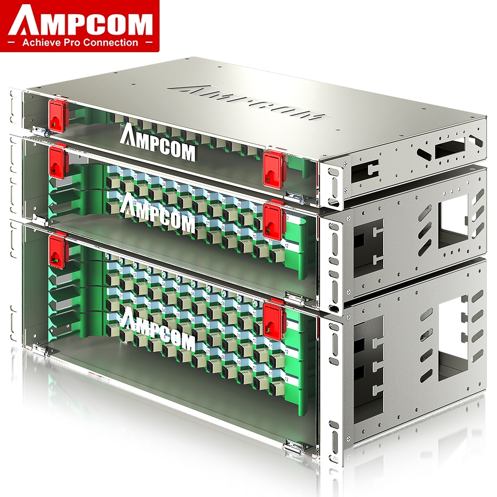 AMPCOM 24 to 96 Core SC Rack Mount Visual Fiber Optic ODF Enclosure ...