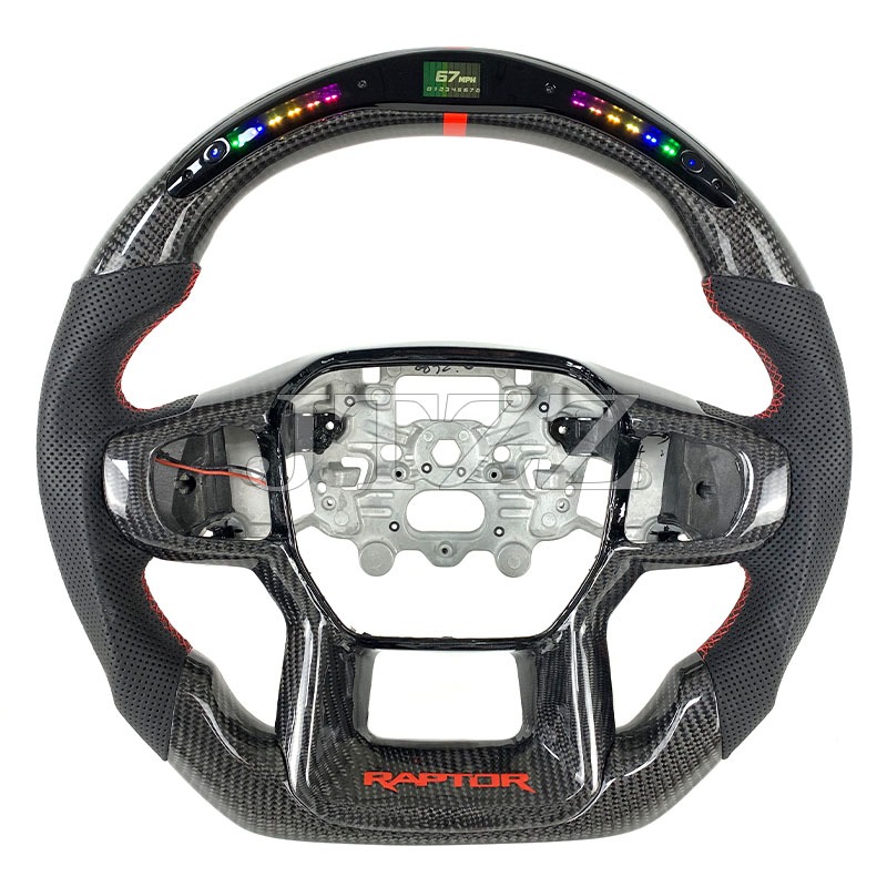 LED Forged Carbon Fiber Steering Wheel For Ford Raptor 2018 2019 2020 ...