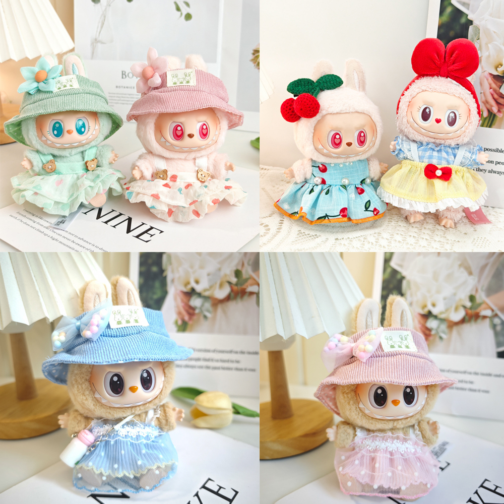 Labubu macaron doll clothes, butterfly knot gauze skirt, suitable for ...