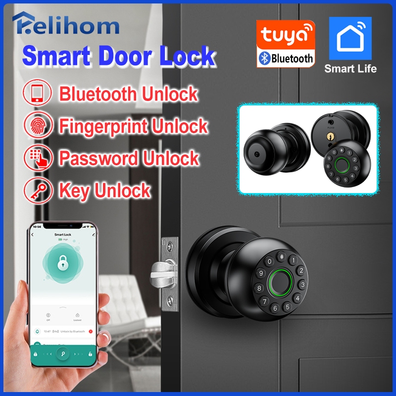 Relihom K01 Smart Lock TUYA Bluetooth Smart Knob Lock Smart Door Lock ...