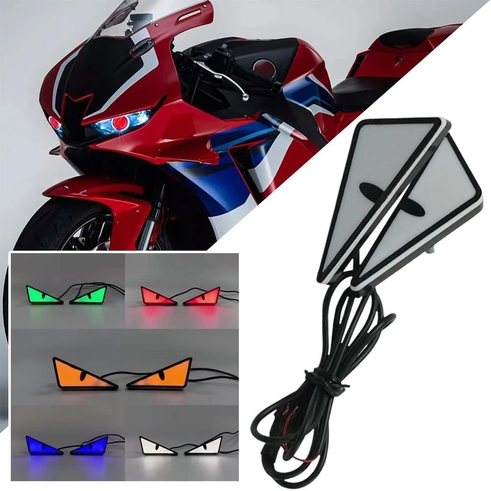 1set Motorcycle Triangle Eye Light Demon Eye Headlight LED 12V Warning ...