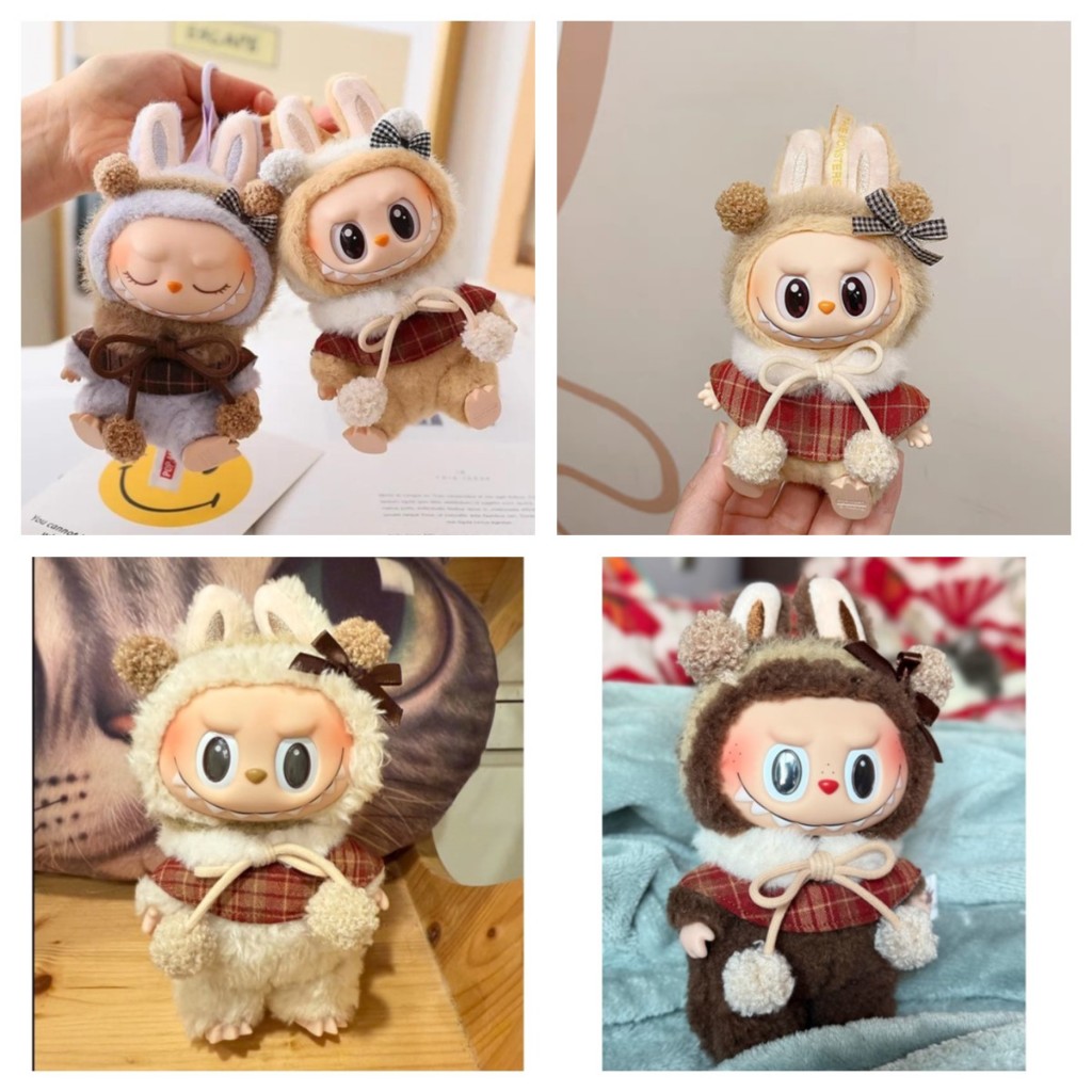 Labubu Ropa 17cm Labubu doll Clothes Macaron Sitting Party Christmas ...