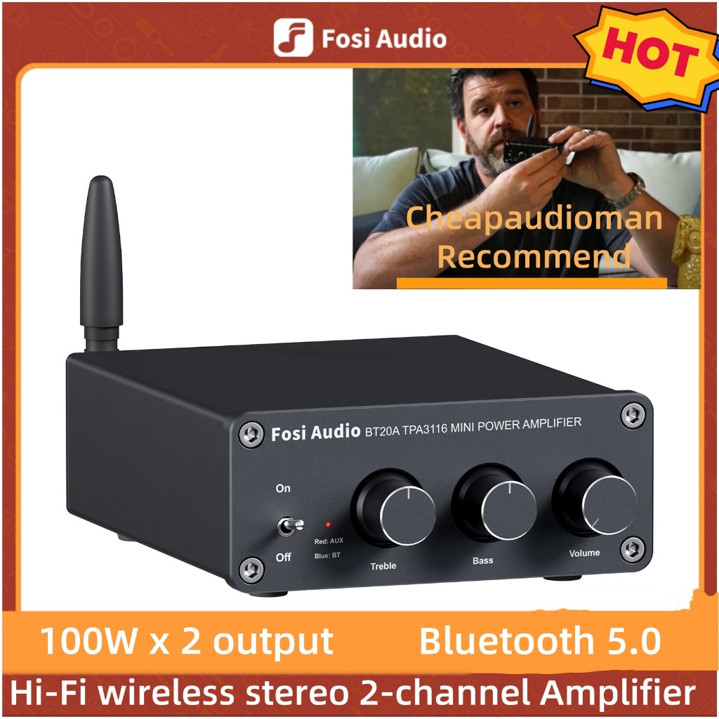Fosi Audio BT20A Bluetooth TPA3116D2 Sound Power Amplifier 100W Mini ...