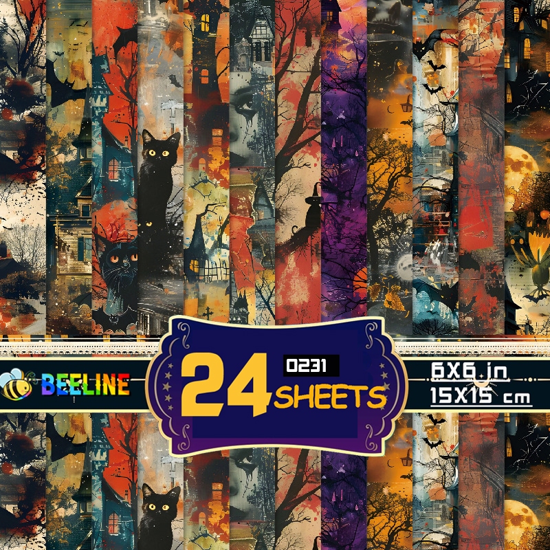 Beeline 24 Sheets Scrap Paper 15cm Origami Halloween Scrapbook Paper ...