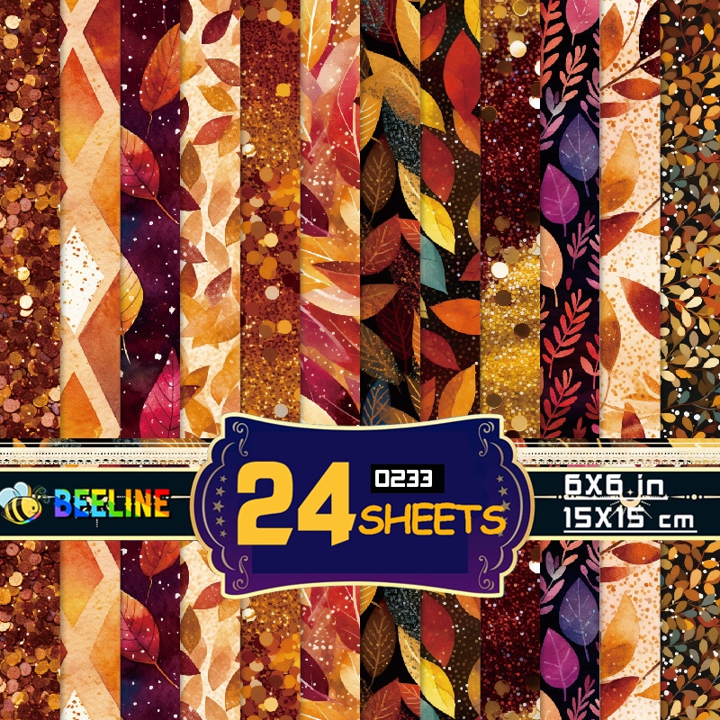 Beeline 24 Sheets Scrap Paper 15cm Origami Autumn Scrapbook Paper ...
