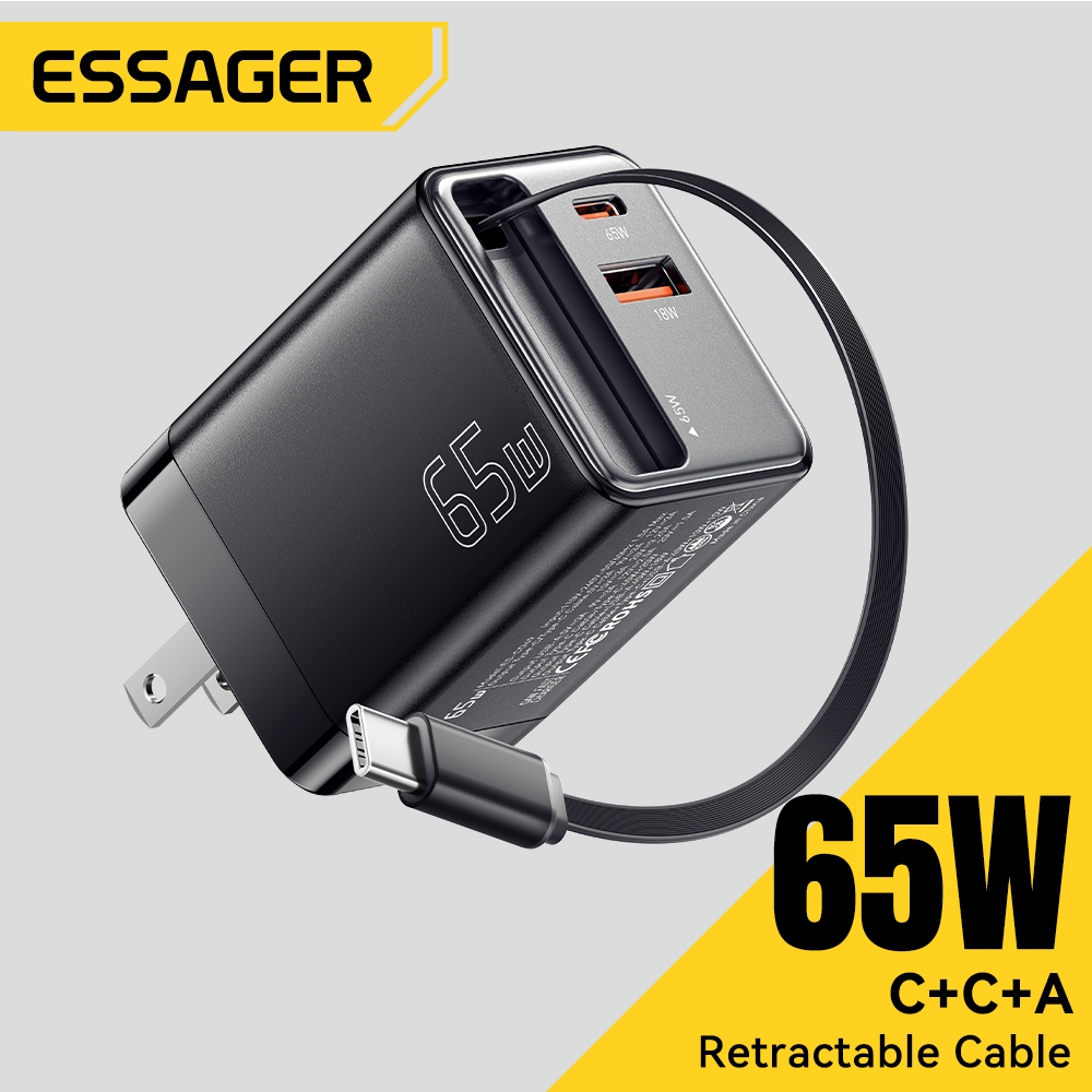 Essager 65W GaN Supert Charging Charger 3-in-1 With Built-in ...