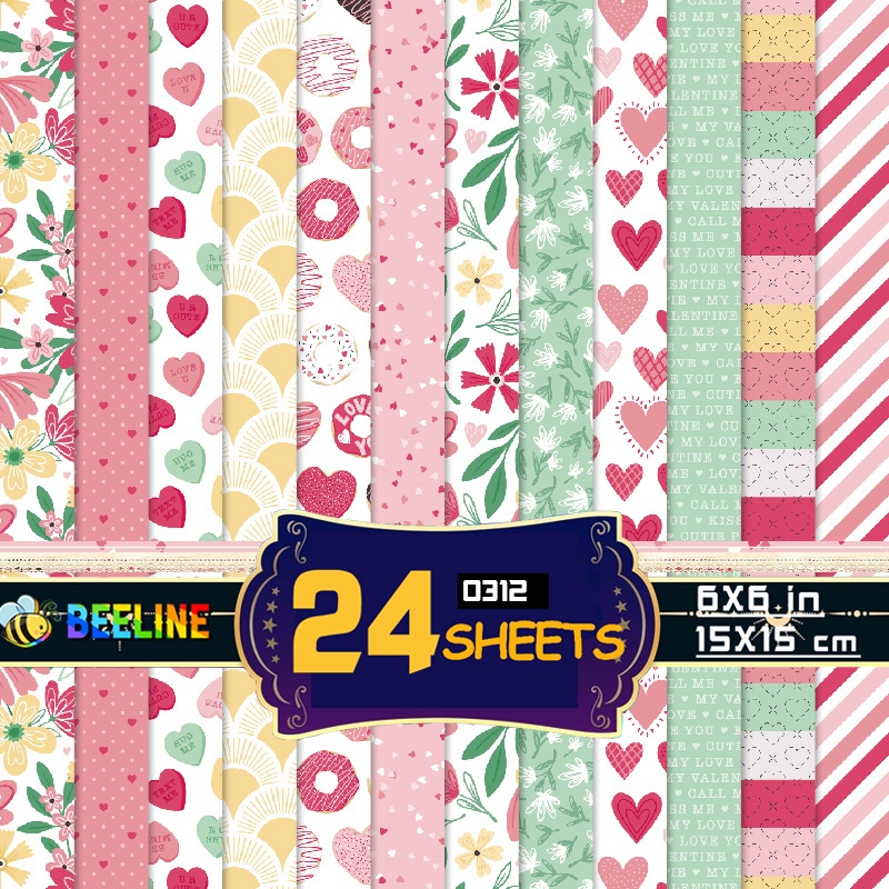 Beeline 24 Sheets Scrap Paper 15cm Origami Love Scrapbook Paper Wrapper ...