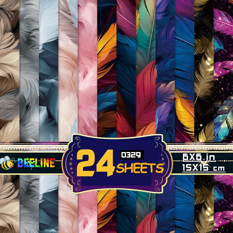 Beeline 24 Sheets Scrap Paper 15cm Origami Colour Scrapbook Paper ...