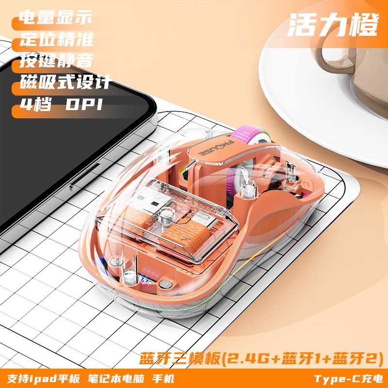 New Wireless Mouse Bluetooth Mouse Three-Mode Mouse Transparent Mouse ...