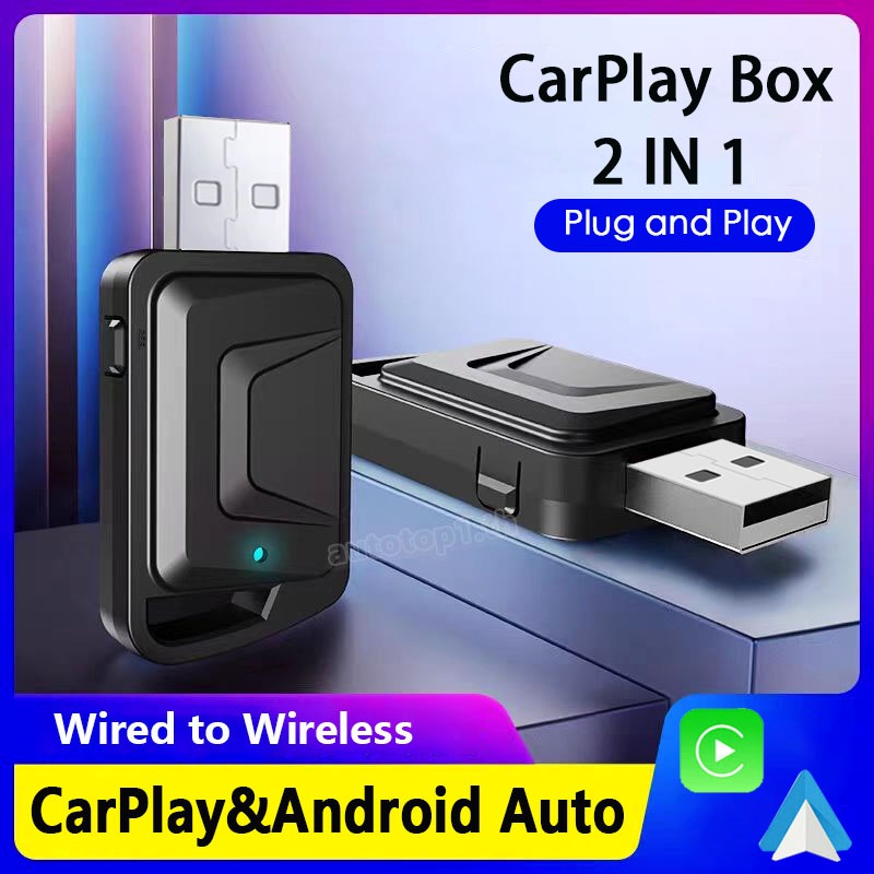 2 in 1 Wireless CarPlay Dongle Wireless Android Auto Box for Car Radio ...