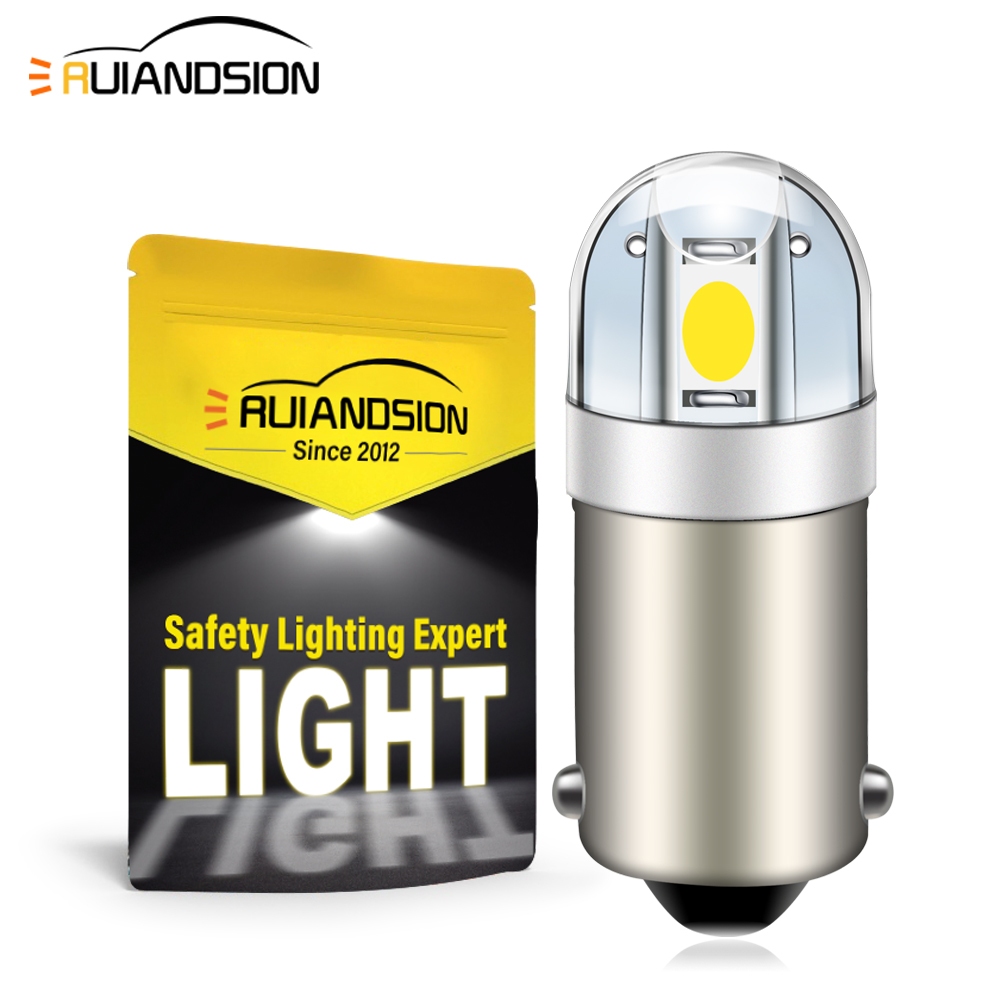 Ruiandsion - 4 Lampadine LED BA9S, 12 V 5050, 5 SMD, Per Auto, Luci Laterali Interne, Colore: Giallo/ambra