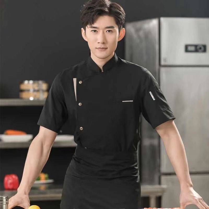 Ready Stock Chef Short Sleeve Men Customizable LOGO Name Black Chef ...