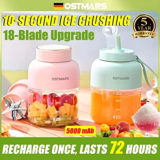 OSTMARS Portable Fruit Juicer Blender Cup - 500mL Mini Blender, Mint Green & Yellow, Automatic Operation